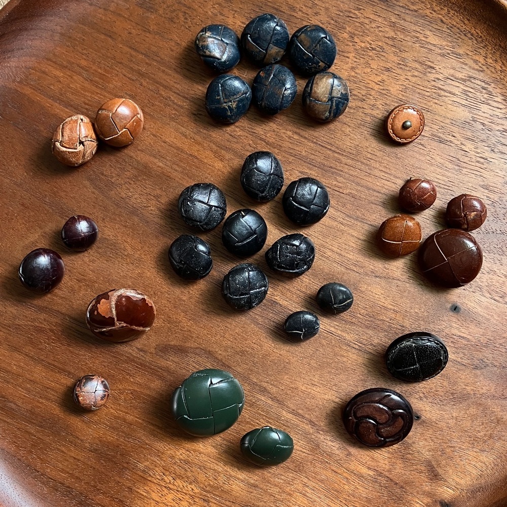 Vintage Assorted 30 Leather Buttons